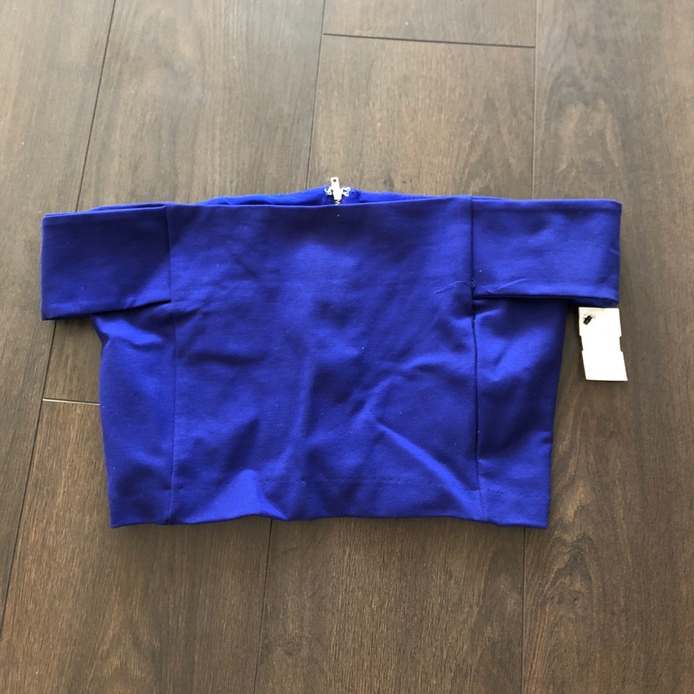 NWT AKIRA Blue off the shoulder crop top